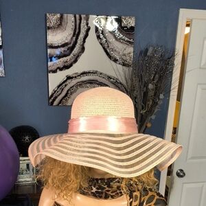 Elegant Pink Wide-Brim Hat